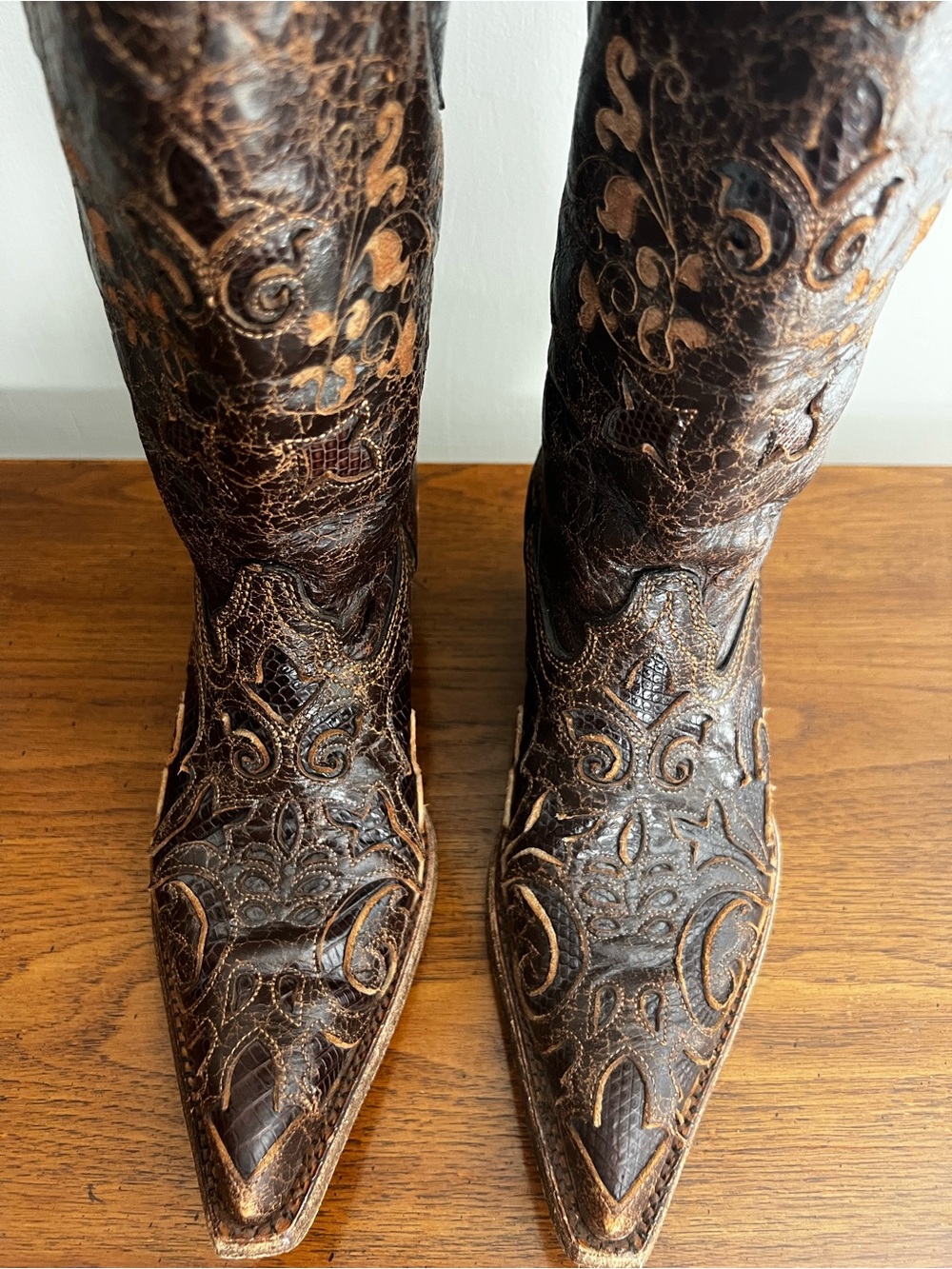 Corral Vintage Women’s Lizard Inlay Snip toe Western Boots Size 5.5
